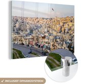 MuchoWow® Glasschilderij 90x60 cm - Schilderij acrylglas - Stad in Jordanië - Foto op glas - Schilderijen