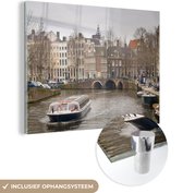 MuchoWow® Glasschilderij 80x60 cm - Schilderij acrylglas - Prinsengracht in Amsterdam - Foto op glas - Schilderijen