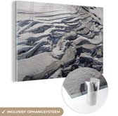 MuchoWow® Glasschilderij 120x80 cm - Schilderij acrylglas - Versteend lava - Foto op glas - Schilderijen