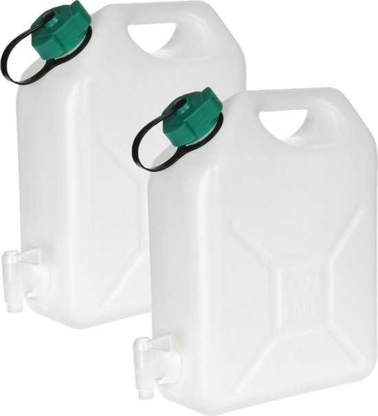 Jerrican pour eau - 2x - 5 litres - Plastique - avec robinet et bouchon -  Camping | bol