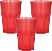 Limonade/drinkbeker onbreekbaar kunststof - 10x - rood - 430 ml - 12 x 9 cm - camping bekers