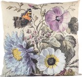 Anna's collection coussin d'extérieur fleur - blanc/violet - 60 x 60 cm - Résistant à Water et aux UV