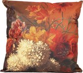 Anna's collection buitenkussen bloem - bruin/oranje - 60 x 60 cm - Water en UV bestendig