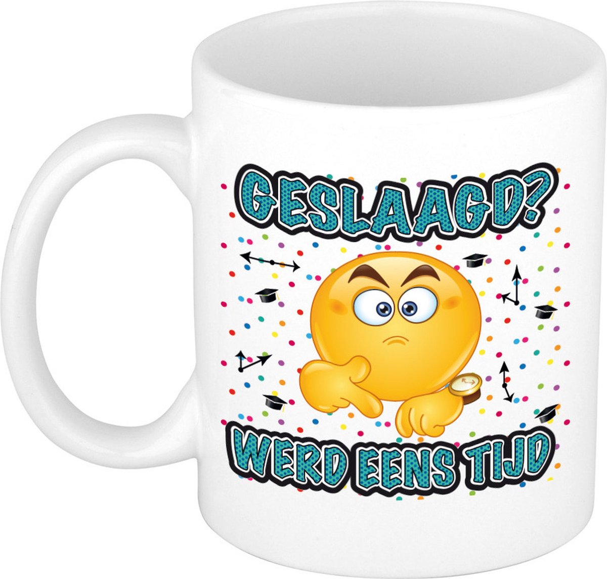 Bellatio Decorations Geslaagd cadeau mok - Werd eens tijd - keramiek - Ca. 300 ml
