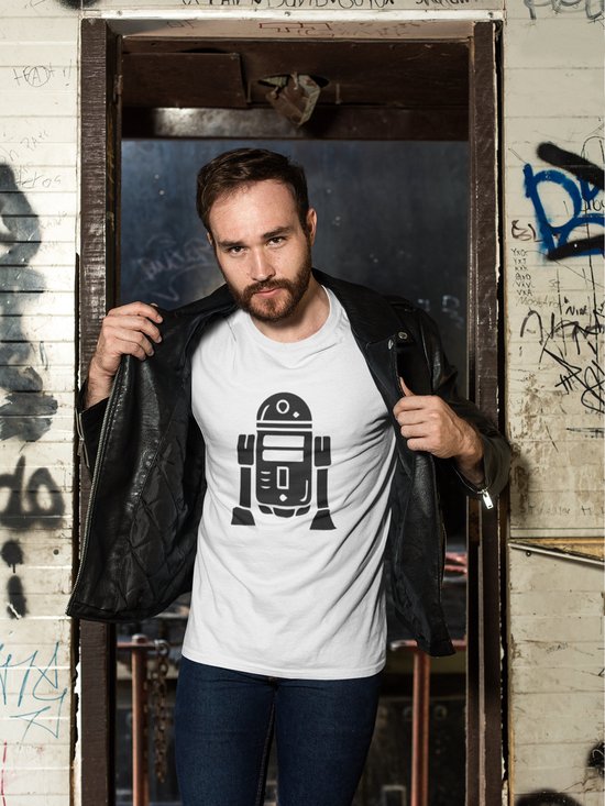 Rick & Rich - T-Shirt R2-D2 2 - T-Shirt Star Wars - Wit Shirt - T-shirt met opdruk - Shirt met ronde hals - T-shirt Man - T-shirt met ronde hals - T-shirt maat 3XL