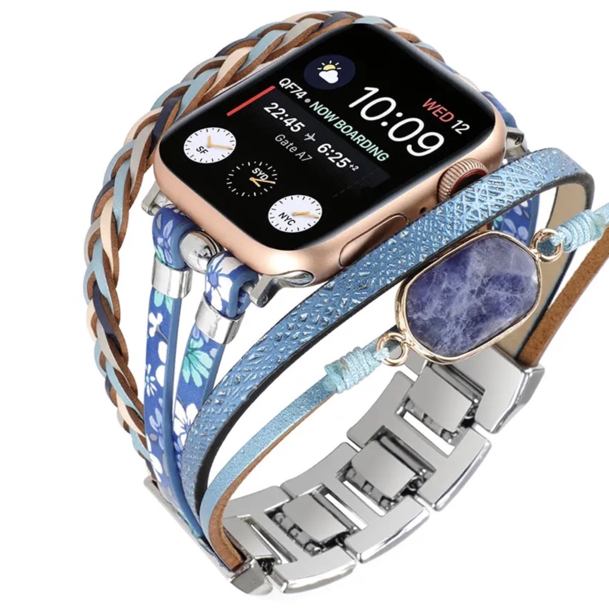 Apple Watch Bohemian Indian style horloge bandje 38-40-41 mm leer en kralen