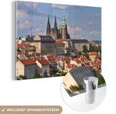 MuchoWow® Glasschilderij 30x20 cm - Schilderij acrylglas - Praag - Kathedraal - Stad - Foto op glas - Schilderijen