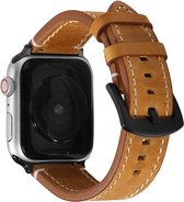Fungus - Smartwatch bandje - Geschikt voor Apple Watch 38 / 40 / 41 mm - Series 1 2 3 4 5 6 7 8 9 SE iWatch - PU leer - Stiksel - Lichtbruin