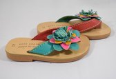 ZoeZo Design - echt leren - lederen teenslippers -peuter slippers - strandslippers - boho - Ibiza - maat 21 - lengte zool 13,5 cm