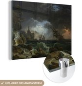 MuchoWow® Glasschilderij 40x30 cm - Schilderij acrylglas - A shipwreck in stormy seas - Schilderij van Claude Joseph Vernet - Foto op glas - Schilderijen