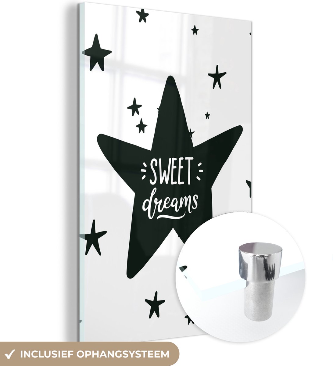 ® Glasschilderij 20x30 cm - Schilderij acrylglas - Quote - Sterren - Kind - Jongens - Meisjes - Baby - Foto op glas - Muurdecoratie woonkamer - Wanddecoratie slaapkamer - Schilderijen