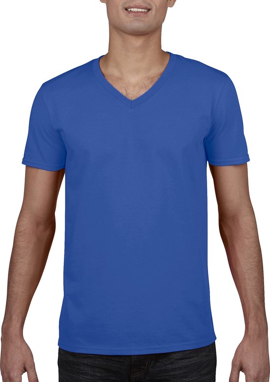 Herenshirt Softstyle® V-Neck merk Gildan Kobaltblauw - L