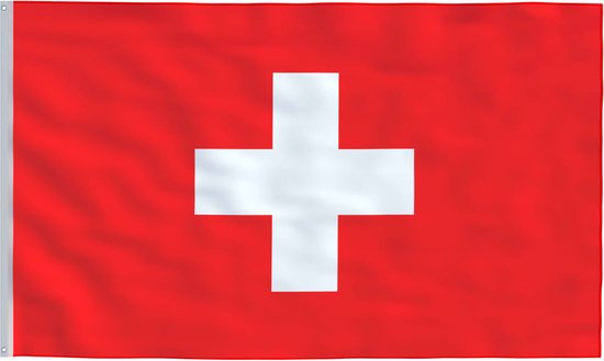 Vlag , 90x150 cm , kleurrijk , duurzaam , polyester , meerkleurig , messing oogjes, zwitserland