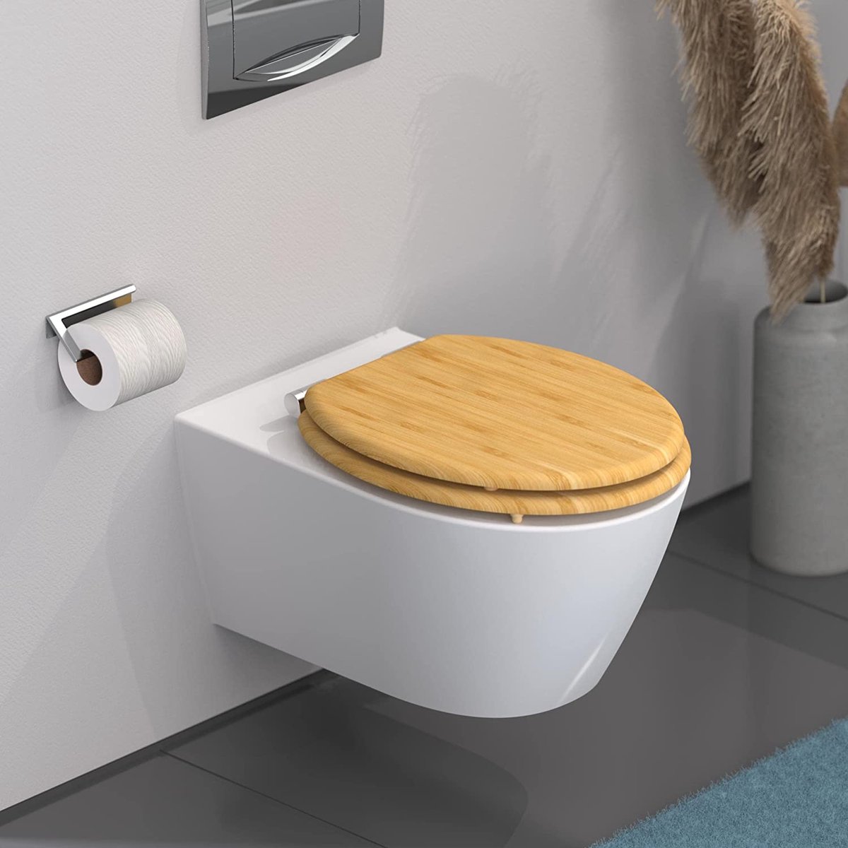 Infinity Goods Abattant WC en Bamboe Terry - Abattant WC avec Couvercle -  Fermeture