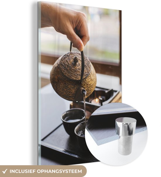 Peinture sur verre - Théière or asiatique - 80x120 cm - Peintures sur verre acrylique - Photo sur Glas