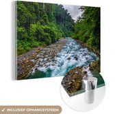 MuchoWow® Glasschilderij 60x40 cm - Schilderij acrylglas - Rivier door het nationale park Gunung Leuser in Indonesië - Foto op glas - Schilderijen