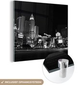 MuchoWow® Glasschilderij 50x50 cm - Schilderij acrylglas - Strip in Las Vegas bij nacht - Foto op glas - Schilderijen