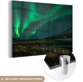 MuchoWow® Glasschilderij 30x20 cm - Schilderij acrylglas - Noorderlicht - Natuur - IJsland - Foto op glas - Schilderijen