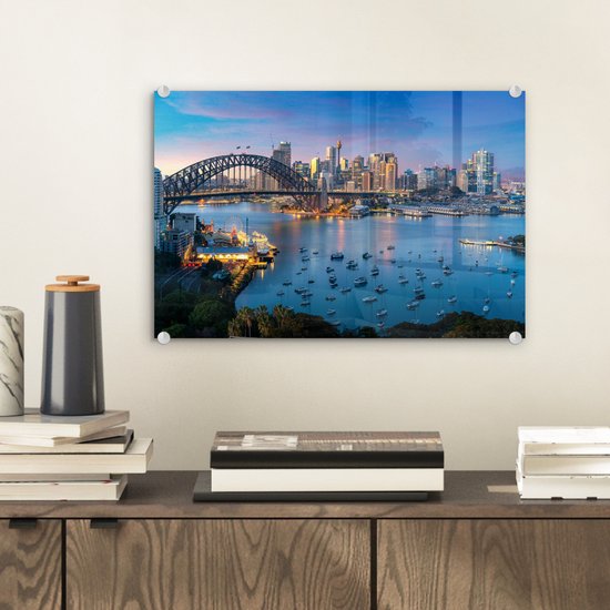 Peinture sur Verre - Sydney Skyline au Coucher du Soleil - 30x20 cm - Peintures sur Verre Peintures - Photo sur Glas