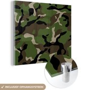 MuchoWow® Glasschilderij 90x90 cm - Schilderij acrylglas - Militair camouflage patroon - Foto op glas - Schilderijen