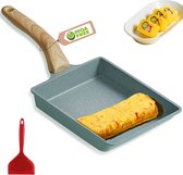 apanese omeletpan/omeletpan/tamagopan/mini koekenpan/vierkante eierpan, met siliconen spatel en borstel/antiaanbaklaag / 20 x 15 cm
