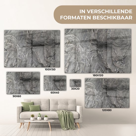 MuchoWow® Glasschilderij 150x100 cm - Schilderij acrylglas - Rots - Stenen - Natuur - Foto op glas - Schilderijen