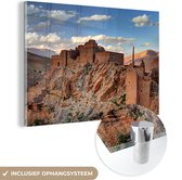 MuchoWow® Glasschilderij 180x120 cm - Schilderij acrylglas - Ruïnes in Marokko - Foto op glas - Schilderijen