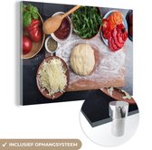 ® Glasschilderij 120x80 cm - Schilderij acrylglas - Pasta - Eten - Italiaans - Foto op glas - Muurdecoratie woonkamer - Wanddecoratie slaapkamer - Schilderijen