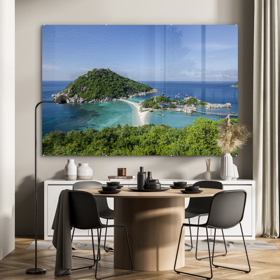 ® Glasschilderij 150x100 cm - Schilderij acrylglas - Eilanden voor de kust van Ko Tao Thailand - Foto op glas - Muurdecoratie woonkamer - Wanddecoratie slaapkamer - Schilderijen