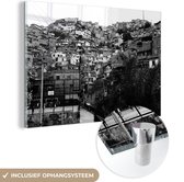 MuchoWow® Glasschilderij - Zwart-wit foto van de stad Medellín in het Zuid-Amerikaanse Colombia - 180x120 cm - Acrylglas Schilderijen - Foto op Glas