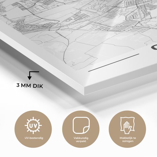 MuchoWow® Peinture sur Verre - Plan de la Ville de Groningen - 20x30 cm - Peintures sur Verre Acrylique - Photo sur Glas