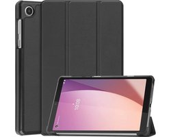 Tablet Hoes geschikt voor de Lenovo Tab M8 Gen 4 | Book Case met Standaard | Kunstlederen Beschermhoes | Tri-fold | Zwart
