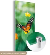 MuchoWow® Glasschilderij 60x120 cm - Schilderij acrylglas - Vlinder op bloem - Foto op glas - Schilderijen