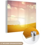 MuchoWow® Glasschilderij 20x20 cm - Schilderij acrylglas - Gloed bij een zonsondergang - Foto op glas - Schilderijen
