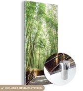 MuchoWow® Glasschilderij 40x80 cm - Schilderij acrylglas - Bamboebosje in Arashiyama Japan - Foto op glas - Schilderijen