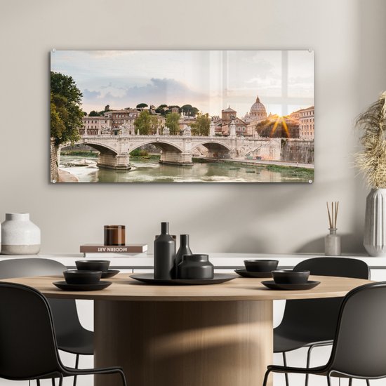 Peinture sur Verre - Rome - Coucher de Soleil - Pont - 80x40 cm - Peintures sur Verre Peintures - Photo sur Glas