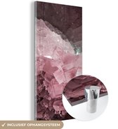 MuchoWow® Glasschilderij 80x160 cm - Schilderij acrylglas - Natuursteen - Roze - Kristal - Foto op glas - Schilderijen
