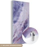 MuchoWow® Glasschilderij 80x160 cm - Schilderij acrylglas - Natuursteen - Paars - Edelstenen en mineralen - Foto op glas - Schilderijen