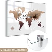Wereldkaart sans contours et texte noir Plexiglas 180x120 cm - Tirage photo sur Glas (décoration murale plexiglas) XXL / Groot format!