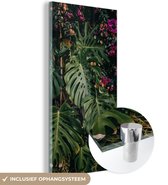 MuchoWow® Glasschilderij 60x120 cm - Schilderij acrylglas - Monstera (gatenplant) achtergrond - Foto op glas - Schilderijen