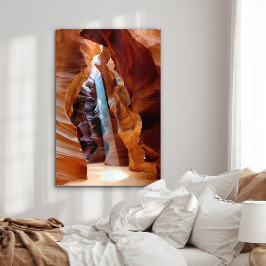 Peinture sur verre - La lumière du soleil à travers les crevasses étroites de l'Antelope Canyon - 80x120 cm - Peintures sur verre acrylique - Photo sur Glas