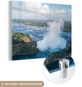 MuchoWow® Glasschilderij 40x30 cm - Schilderij acrylglas - Luchtfoto van de Niagarawatervallen - Foto op glas - Schilderijen