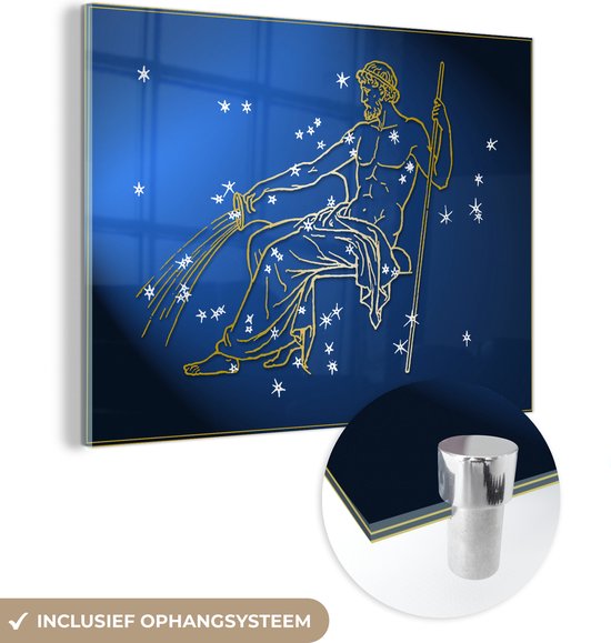 MuchoWow® Glasschilderij 120x90 cm - Schilderij acrylglas - Sterrenbeeld - Waterman - Sterren - Foto op glas - Schilderijen