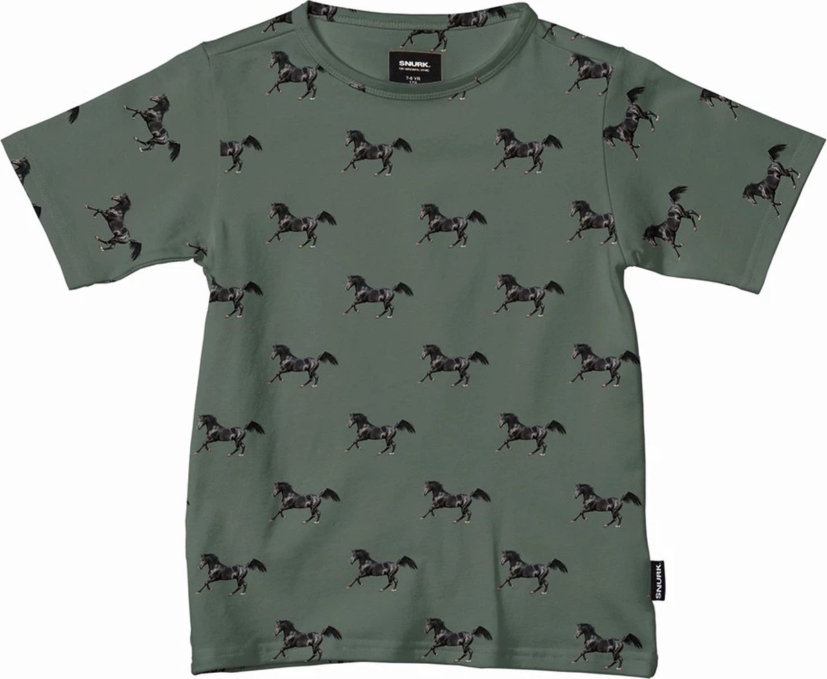 Snurk unisex shirt black horses green - 116