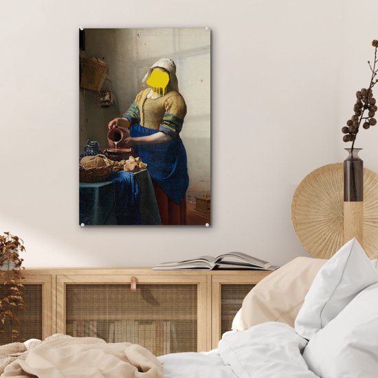 MuchoWow® Peinture sur verre 40x60 cm - Peinture sur verre acrylique - Melkmeisje - Johannes Vermeer - Peinture - Photo sur verre - Peintures