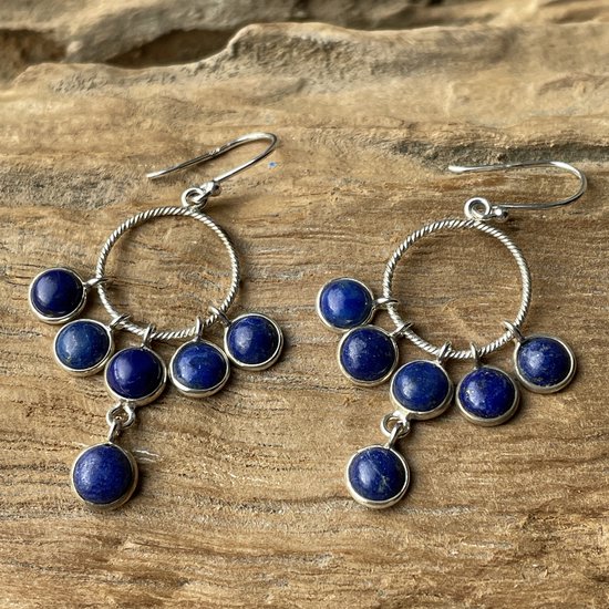 Oorbellen met Lapis Lazuli - 100% Sterling Silver 925 - Blauwe Edelstenen - Duurzaam Geschenkzakje