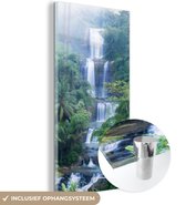 MuchoWow® Glasschilderij 20x40 cm - Schilderij acrylglas - Watervallen in Indonesië - Foto op glas - Schilderijen
