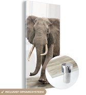 MuchoWow® Glasschilderij 60x120 cm - Schilderij acrylglas - Olifant - Kinderen - Jongens - Dieren - Meisjes - Foto op glas - Schilderijen