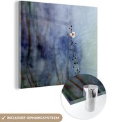 MuchoWow® Glasschilderij 50x50 cm - Schilderij acrylglas - Een pijlkruid met een kleurrijke achtergrond - Foto op glas - Schilderijen