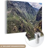 MuchoWow® Glasschilderij 180x120 cm - Schilderij acrylglas - Een uitzicht over de Colca Canyon in het Zuid-Amerikaanse Peru - Foto op glas - Schilderijen